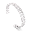 Bracciale rigido aperto argento a doppia fila intrecciata in acciaio al titanio - Colore Acciaio (KB169329-KFC)