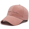 Minimalist dusky rose cotton baseball cap featuring 3D embroidery and curved brim - Adjustable / Pink