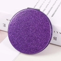 Portable folding round makeup mirror with shiny purple glitter finish on a white background - Purple Round 70mm♜