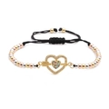 Pulsera trenzada de corazón con circonitas de colores y cuentas multicolores en cordón - Corazón Flecha Pasante