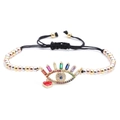 Pulsera de ojo turco con circones de colores, colgante de corazón y cordón ajustable - Corazón de Ojo Turco