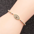 Pulsera de ojo turco con cadena de cuentas de colores mixtos y circonitas para mujer - Mal de Ojo Azul