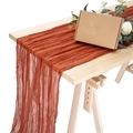Chemin de table élégant en voile froissé orange rouille pour décoration de mariage - Rouge Rouille / 90*180cm