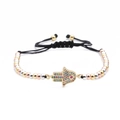 Colorful beaded Hamsa Hand bracelet with sparkling zircon stones and adjustable black cord - Hamsa Hand Style 1