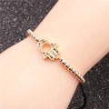 Hamsa Hand bracelet with colorful zircon and mixed gold, silver, rose gold bead chain - Hamsa Hand Style 4