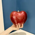 Elegant heart-shaped acrylic evening clutch bag in dark red glitter with gold spherical clasp - Large Heart + O-Chain / Burgundy