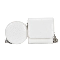 Witte crossbodytas set met krokodillenprint, zilveren ketting en ronde portemonnee - Wit