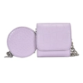 Minimalistische paarse crossbody tas set met krokodillenpatroon en zilveren ketting - Paars