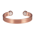 Bracelet de magnétothérapie en cuivre rouge ajustable avec texture rayée et design ouvert - Bracelet Seul / Cuivre