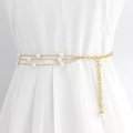 Three-layer golden chain belt with elegant pearls and adjustable lobster clasp for dresses - WP282 (Three-layer Drape Pearl)