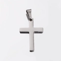 Pendentif croix en acier inoxydable argenté poli avec bélière sur fond blanc propre - 14*21mm / Couleur Acier