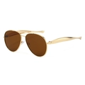 Lunettes de soleil aviateur classiques avec monture en métal doré et verres teintés marron - Monture Dorée Verres Bruns
