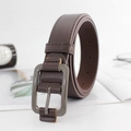 Cintura classica in pelle marrone scuro con elegante fibbia rettangolare ad ardiglione - caffè