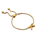 Elegant gold stainless steel letter K bracelet with heart charms and adjustable chain - Letter K (KB123978-KFC)