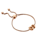 Bracelet ajustable en or rose avec chaîne vénitienne, lettre B bambou et breloques cœur - Style Lettre B (KB123943-KFC)