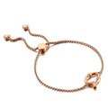 Bracelet ajustable or rose avec lettre Q en texture bambou et pendentifs en cœur - Style Lettre Q (KB123958-KFC)