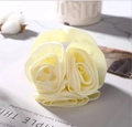 Elegant cream beige 3D fabric rose hair clip in a premium matte satin finish - Beige