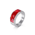 Vintage silver wide band ring featuring a rectangular faceted red crystal gemstone - US 7 / Silver Band Red Stone (kr53601-K)