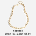 Collana a catena grossa dorata minimalista con chiusura a moschettone e maglia regolabile - Collana / 60+5cm / Oro
