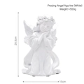 White resin praying angel sculpture with flower crown, 20.5cm height, handheld size - Praying Angel Resting Chin (White)