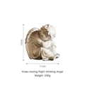 White resin angel sculpture wing tray decor for home entryway, 12cm x 11cm - Leaning Knee Thinking Right Angel