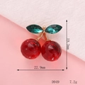 Accessorio ciliegia scintillante con perle rosse e stelo dorato per creazioni DIY - D949 Ciliegia Gemma