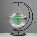 Hanging glass fish bowl with black moon stand, 15cm sphere and 27cm height detail - Moon Black Stand/Round Bowl (Size L)/With Decor