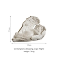 White sleeping angel sculpture with feather wings resin ornament length 17cm height 11cm - Sleeping Wing Right Angel Figurine