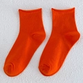 Damen Strick-Stulpen-Socken in Orange mit modischem Rollrand aus weicher Baumwolle - Einheitsgröße / Orangerot