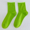 Neon green slouch socks for women with a trendy rolled edge in soft cotton blend fabric - One Size / Fluorescent Green