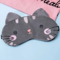 Cute gray plush cat sleep mask with embroidery and elastic band on light blue background - Cute Cat Grey