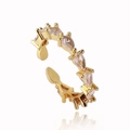 Verstellbarer vergoldeter Ring mit birnenförmigen Zirkonia-Steinen in edler Pavé-Fassung - Einheitsgröße (Einstellbar offen) / Weißer Zirkonia