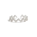 Minimalist S925 sterling silver ring featuring a sparkling zigzag pavé zircon wave design - US Size 8 Adjustable Open Band / White Gold