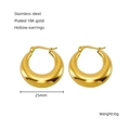 Chic 18K gold plated stainless steel hollow hoop earrings with 25mm diameter - Thick Hoop Ear Buckle Style (ZYG927-25mm)