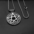 Retro stainless steel necklace featuring a round star pendant and vintage box chain - Star Mantra + Steel Chain