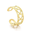 Verstellbarer goldener Titanstahlring mit durchbrochenem Herzmuster-Design - Gold Hohlherz (KR105011-KFC)