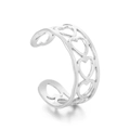 Minimalistischer verstellbarer Ring aus Titanstahl mit hohlen Herzmustern in Silber - Silber Hohlherz (KR105013-KFC)