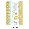 Metallic gold and blue temporary tattoo stickers with moon and feather designs on YH-106 - Star Moon Deer and Gold Feather (YH-106)
