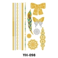 Bohemian gold and silver metallic temporary tattoos with feather and flower patterns - Bow Feather and Mandala Chain (YH-098)