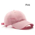 Classic washed cotton pink baseball cap with adjustable strap for sun protection - Adjustable / Pink