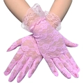 Gants en dentelle florale élastique été protection solaire conduite gants roses femme. - Rose