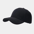 Close-up of a classic black wool-blend baseball cap showing detailed fabric texture - Black