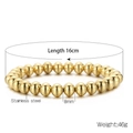 Golden stainless steel stretch bead bracelet with 8mm polished beads and 16cm length - Gold Stainless Steel Ball Bracelet 8mm (KB161880-Z)
