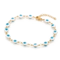 18K vergoldetes Edelstahl-Armband mit bösem Blick, weißem Emaille und blauer Pupille - Weiß (KB169278-MW)