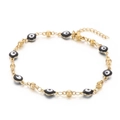 Goldenes Armband mit blauem Auge aus Emaille und verstellbarem Karabinerverschluss - Schwarz (KB169283-MW)