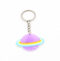 Cute purple planet astronaut keychain with silicone star ring and metal chain accessory - TK05-Purple Planet