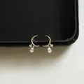 Elegant 14K gold plated S925 silver crescent stud earrings with sparkling zircon stones - Gold