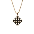 Collana con ciondolo a croce di Gerusalemme da uomo in acciaio inossidabile nero e oro - Oro con Catena
