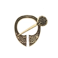 Golden Celtic knot brooch in retro viking style with embossed metal open ring design - D-180 Antique Bronze