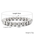 Silver stainless steel elastic bead bracelet with 10mm spheres and 16cm length - Silver Stainless Steel Ball Bracelet 10mm (KB161875-Z)